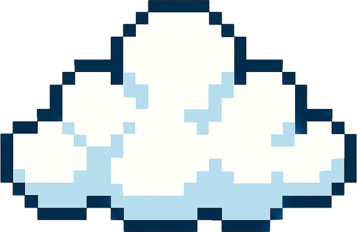 pixelart, cloud.
In-Game asset.  2d.  High contrast.  No shadows