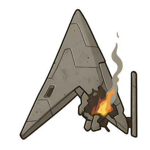 space ship. Space ship that’s broken down. No background. Transparent background. Blank background. No shadows. 2d. In-Game asset. flat