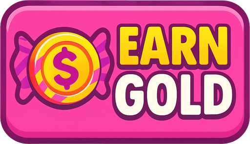 button when clicked earn gold is sweeti. money logo should look like candy.
In-Game asset.  2d.  High contrast.  No shadows