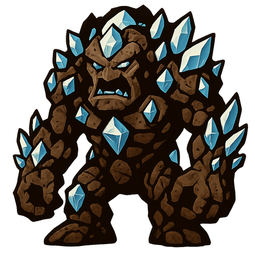 GIANT cave boss invader that is covered in crystal diamonds and is made of stone..
In-Game asset.  2d.  High contrast.  No shadows