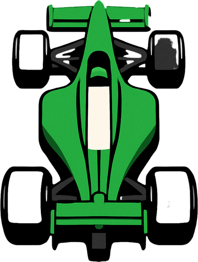 Green F1 from a bird's eye view..
In-Game asset.  2d.  High contrast.  No shadows