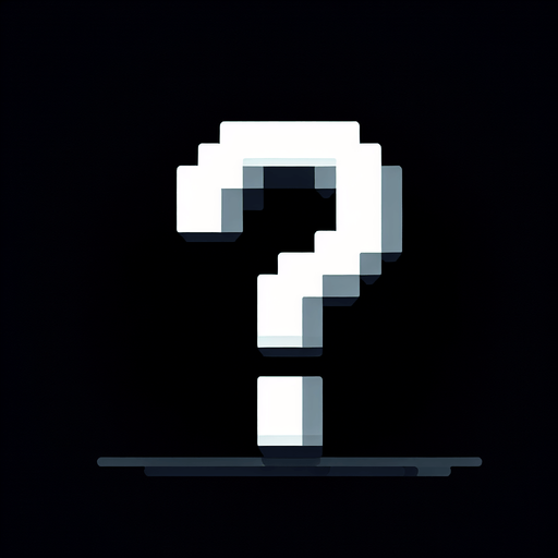 A white questionmark on a black background.
Single Game Texture. In-Game asset. 2d. Blank background. High contrast. No shadows.