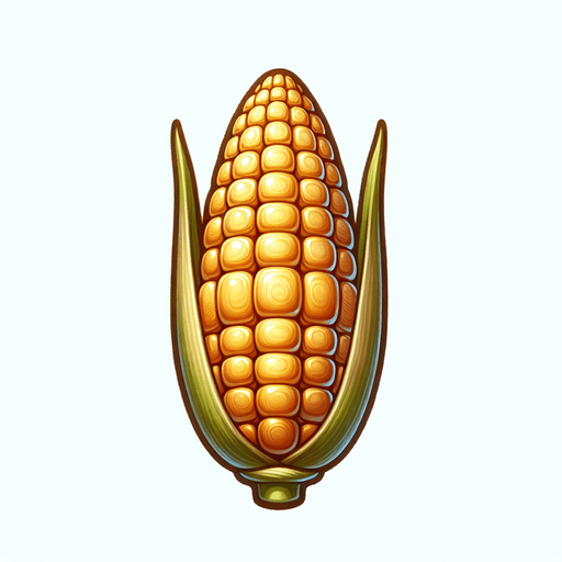 A corn seed..
Single Game Texture. In-Game asset. 2d. Blank background. High contrast. No shadows.