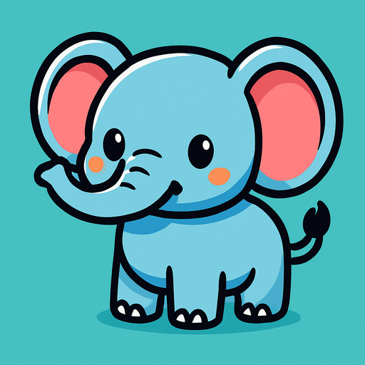Cute elephant.
In-Game asset.  2d.  High contrast.  No shadows