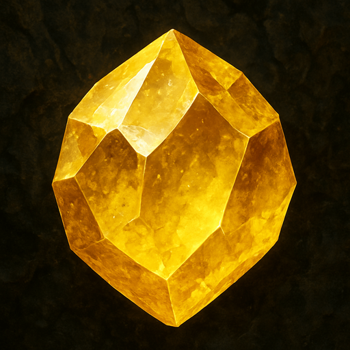 a yellow gem found from the caves of colorado make it realistic.
In-Game asset.  2d.  High contrast.  No shadows