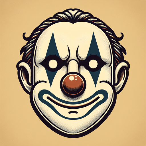 clown face.
Single Game Texture.  In-Game asset.  2d.  Blank background.  High contrast.  No shadows