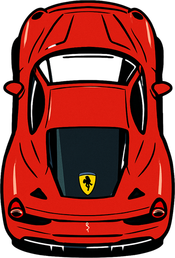 Kuş bakışı Ferrari araba.
In-Game asset.  2d.  High contrast.  No shadows