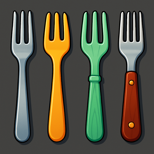 Pack of different forks.
In-Game asset.  High contrast.  No shadows. 3D