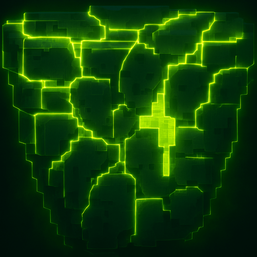 Glowing yellow-green cyberpunk neon hologram 3d