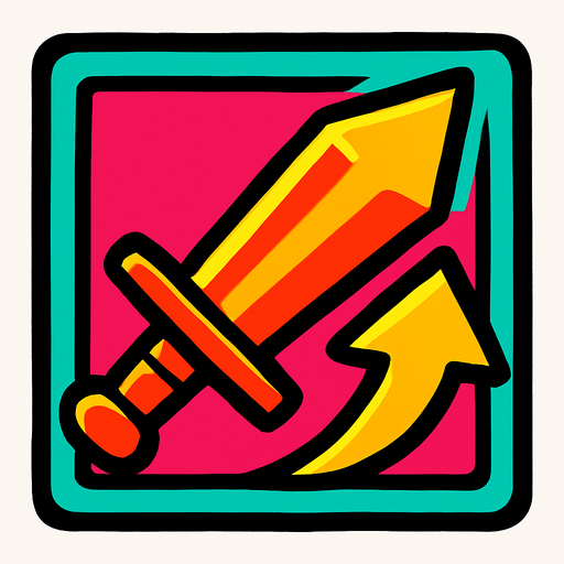 Иконка повышение урона, сочные цвета.
In-Game asset.  2d.  High contrast.  No shadows. Comix