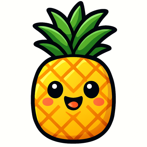 Pineapple with cute face.
In-Game asset.  2d.  High contrast.  No shadows