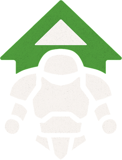Symbol for a spaceship armor upgrade using an green arrow pointing up and white coloring.
In-Game asset.  2d.  High contrast.  No shadows