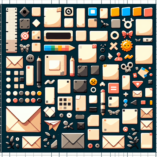 stick on papers and envelops.
Single Game Texture. In-Game asset. 2d. Blank background. High contrast. No shadows.