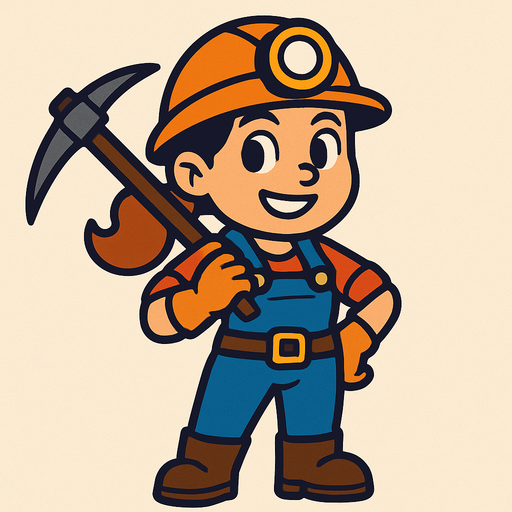 woman miner cartoon.
In-Game asset.  2d.  High contrast.  No shadows