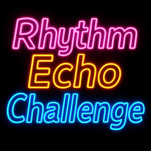 text in neon outline no background that says "Rhythm Echo Challenge".
In-Game asset.  2d.  High contrast.  No shadows