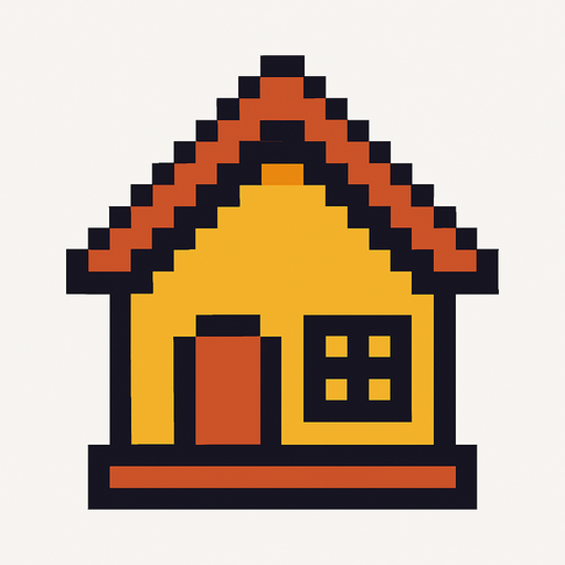 make a house 2d pixel symbol make it good.
In-Game asset.  2d.  High contrast.  No shadows