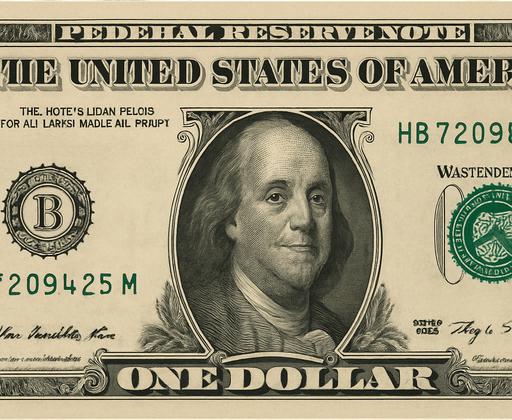 Photorealistic dollar, front view