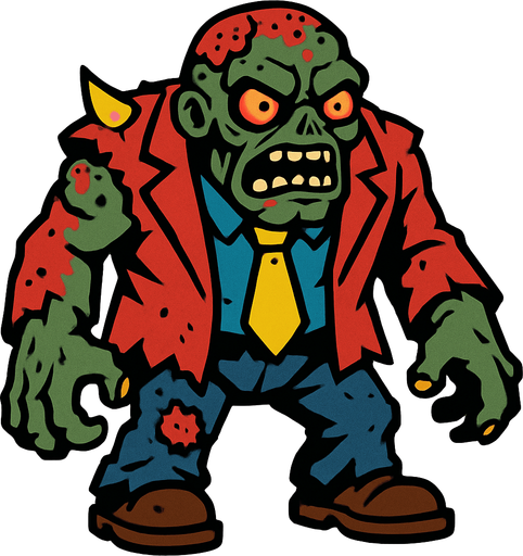 boss zombie.
In-Game asset.  2d.  High contrast.  No shadows
