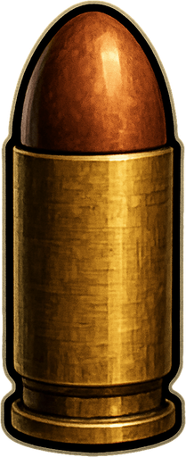 Bala realista.
In-Game asset.  2d.  High contrast.  No shadows