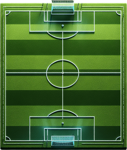 soccer field from the top.
Single Game Texture. In-Game asset. 2d. Blank background. High contrast. No shadows.