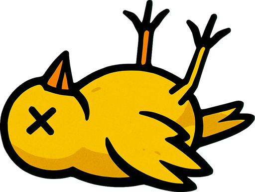 dead yellow bird.
In-Game asset.  2d.  High contrast.  No shadows