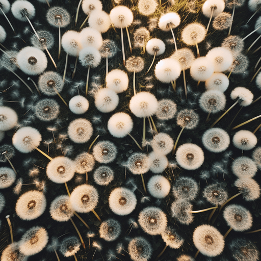 scattered dandelion plumes.
zenith view.