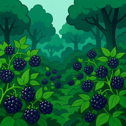 böğürtlen ormanı.
In-Game asset.  2d.  High contrast.  No shadows