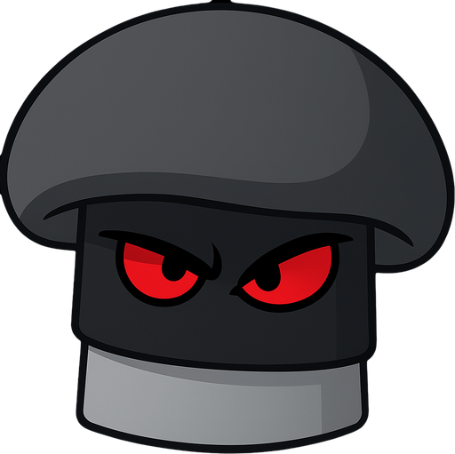 petaseta de pvz en negro y gris con ojos rojos