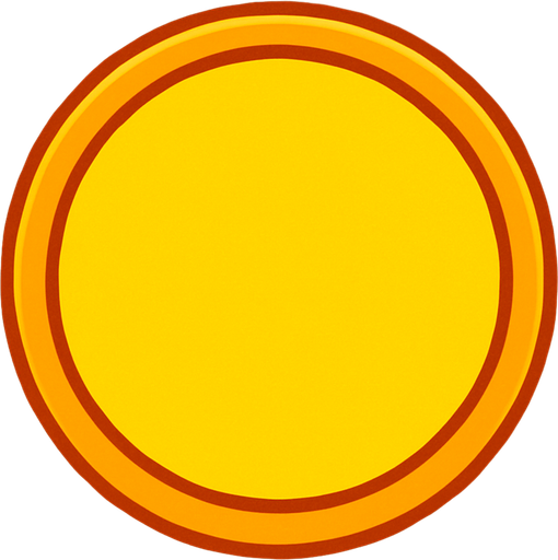 plain yellow round button with orange border.
In-Game asset.  2d.  High contrast.  No shadows
