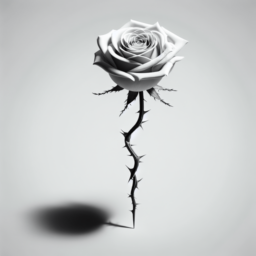 single beautiful rose with its stem.
full white background