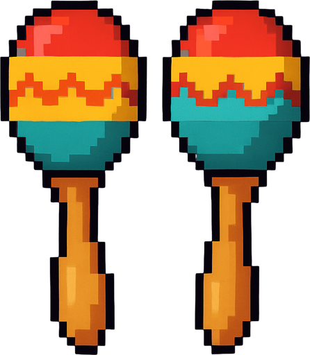 maracas instrument pixelart vertical 2d.
In-Game asset.  2d.  High contrast.  No shadows