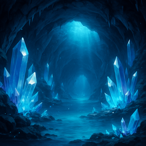 Magical underwater crystal cavern background image deep sea cave anime majestic