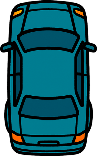car top view.
In-Game asset.  2d.  High contrast.  No shadows