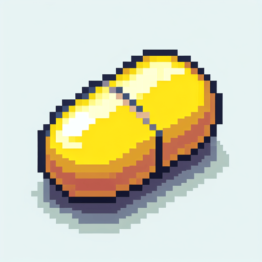 a sprite of medication pill.
a 2d sprite of  a yellow medication pill