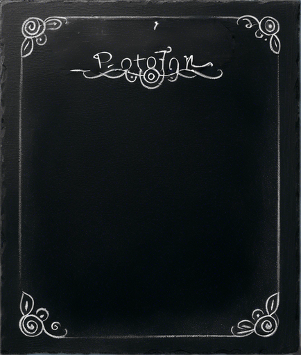 "POTION" handwritten in chalk