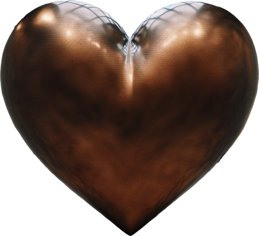 face view of a big bronze heart