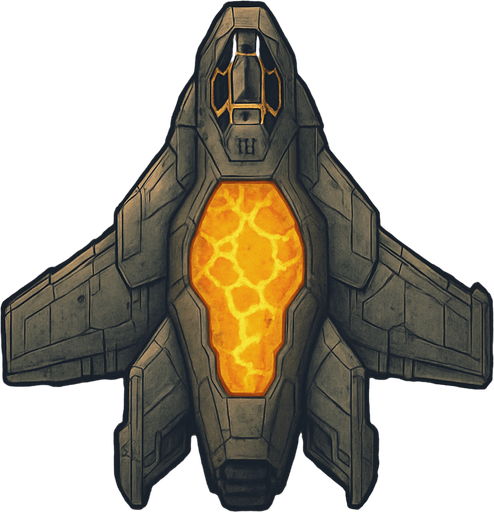 toxic yellow lava spaceship top view.