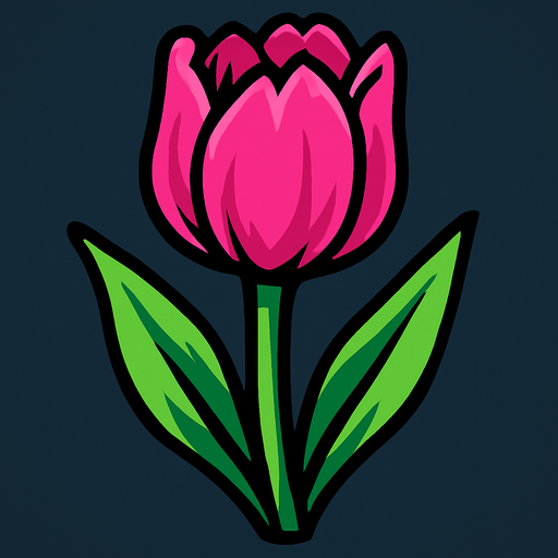 Pink tulip.
In-Game asset.  2d.  High contrast.  No shadows