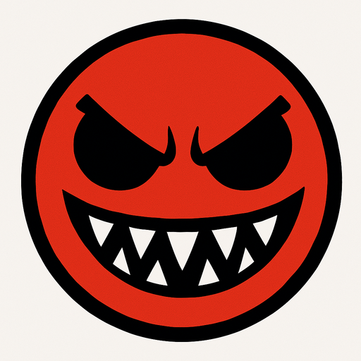 A red ball with a evil face.
In-Game asset.  High contrast.  No shadows