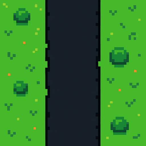 Black Road no lines 2d pixilated topdown.
In-Game asset.  2d.  High contrast.  No shadows