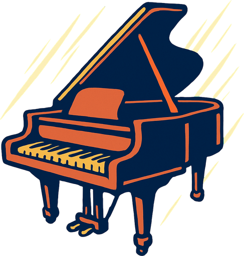 piano de cola cayendo.
In-Game asset.  2d.  High contrast.  No shadows