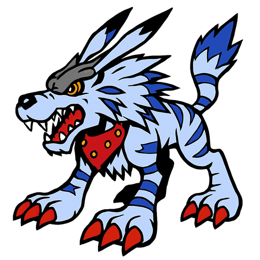Garurumon.
In-Game asset.  2d.  High contrast.  No shadows