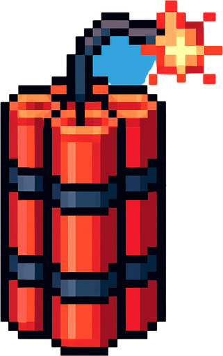 pixel art dynamite.
In-Game asset.  2d.  High contrast.  No shadows