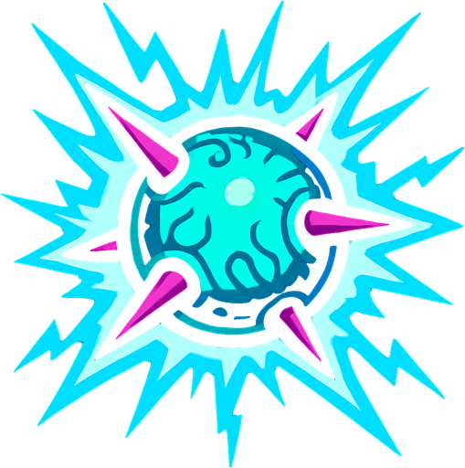 Alien spherical bullet with spikes emanating energy.
In-Game asset.  2d.  High contrast.  No shadows