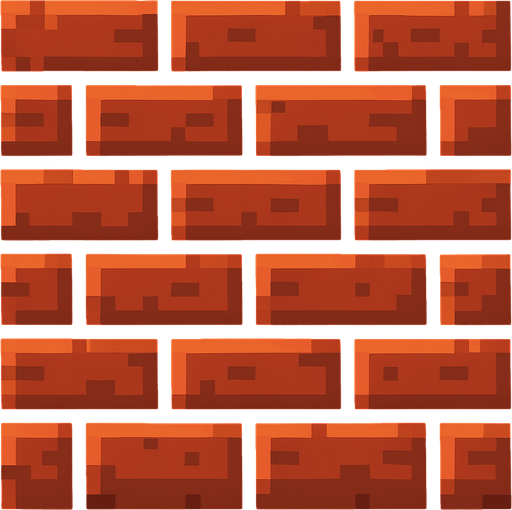 2d pixel art red brick wall.
In-Game asset.  2d.  High contrast.  No shadows