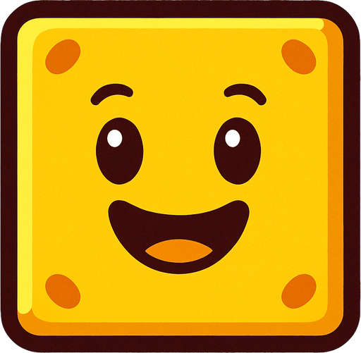 Happy yellow block.
In-Game asset.  2d.  High contrast.  No shadows