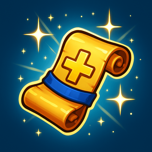 Smal enchancement scrool from online game with shine effected.
In-Game asset.  2d.  High contrast.  No shadows