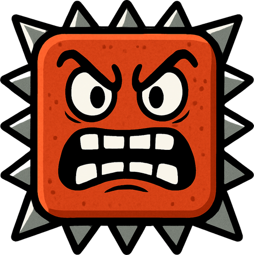 spike block with an angry face.
In-Game asset.  2d.  High contrast.  No shadows. cartoon