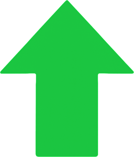 Yukarı yükseltme oku yeşil.
In-Game asset.  2d.  High contrast.  No shadows