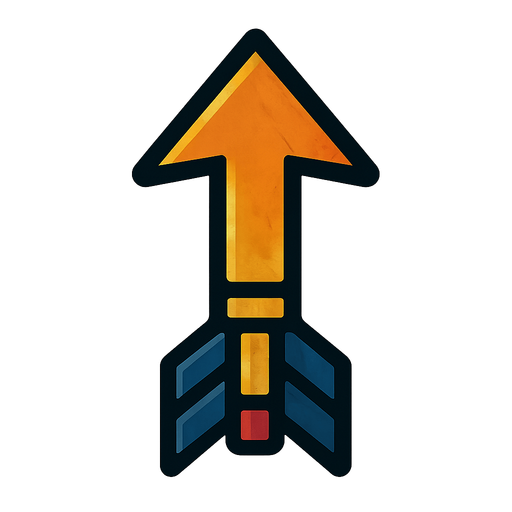 Arrow.
In-Game asset.  2d.  High contrast.  No shadows. Topdown